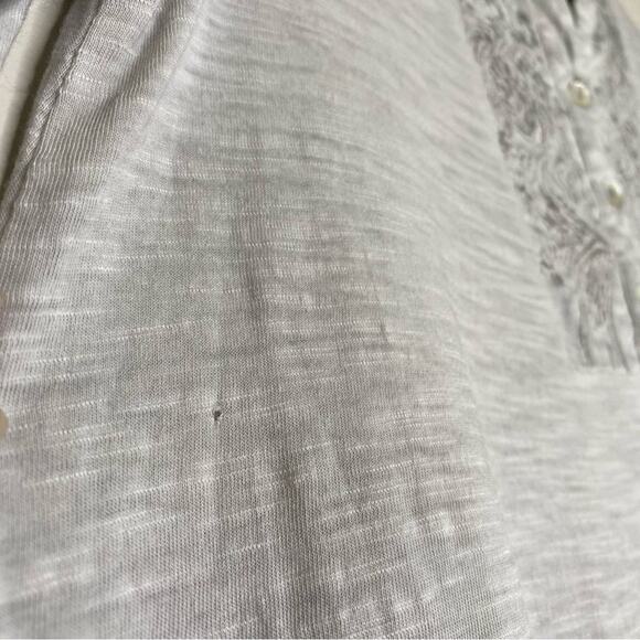 Soft Surroundings Gray Embroidered Cotton Blend 3/4 Sleeve Tunic Top Small - Picture 6 of 13